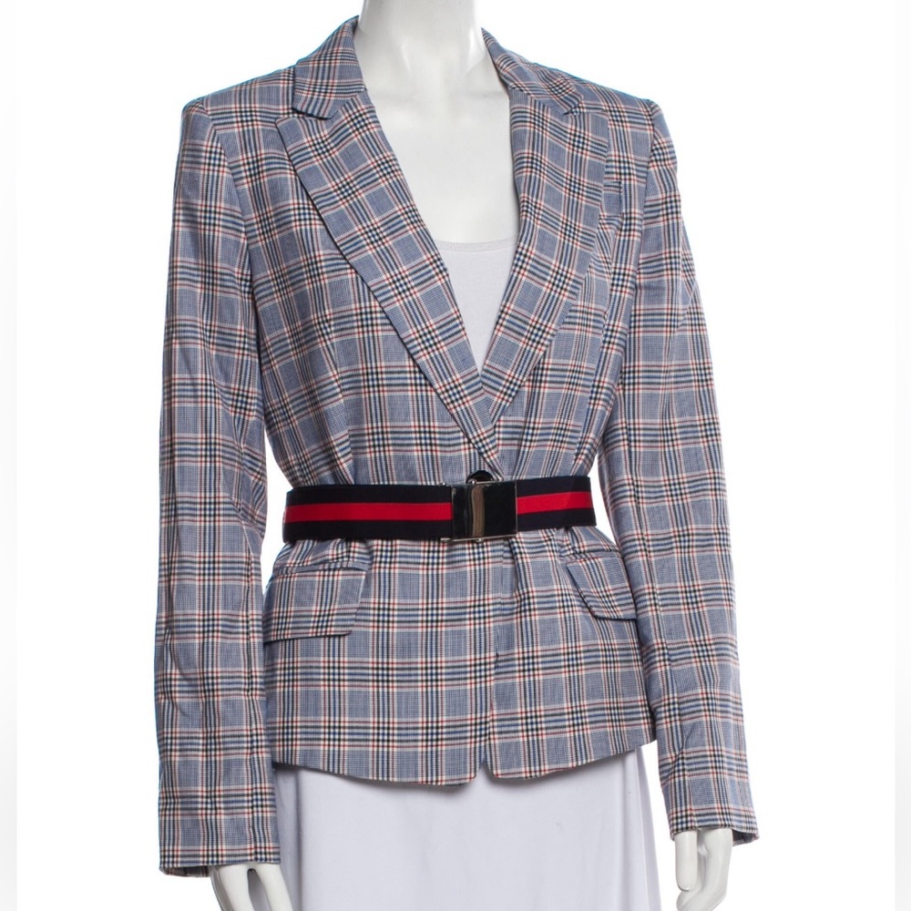 Milly Plaid Belted Blazer